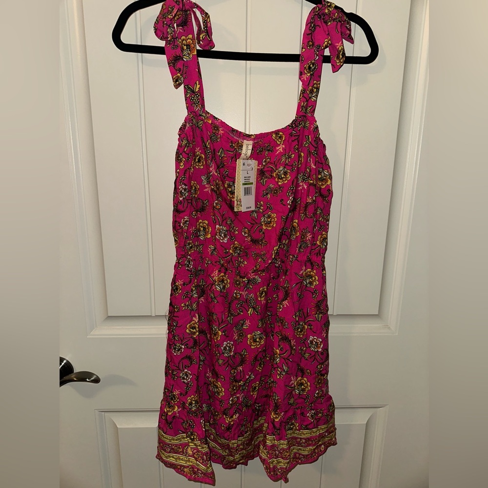 Bebop pink/gold floral sundress Sz L